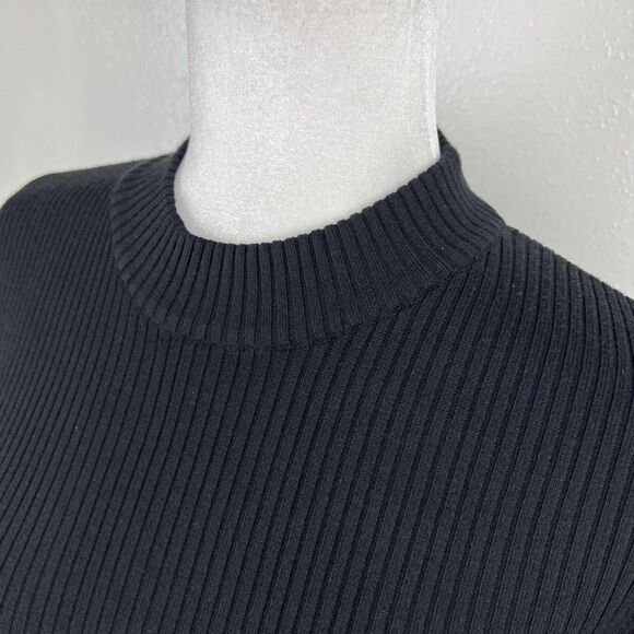 Divided Sweater Women Small Black Ribbed Knit Pullover Mock Neck Long Sleeve - Picture 10 of 14